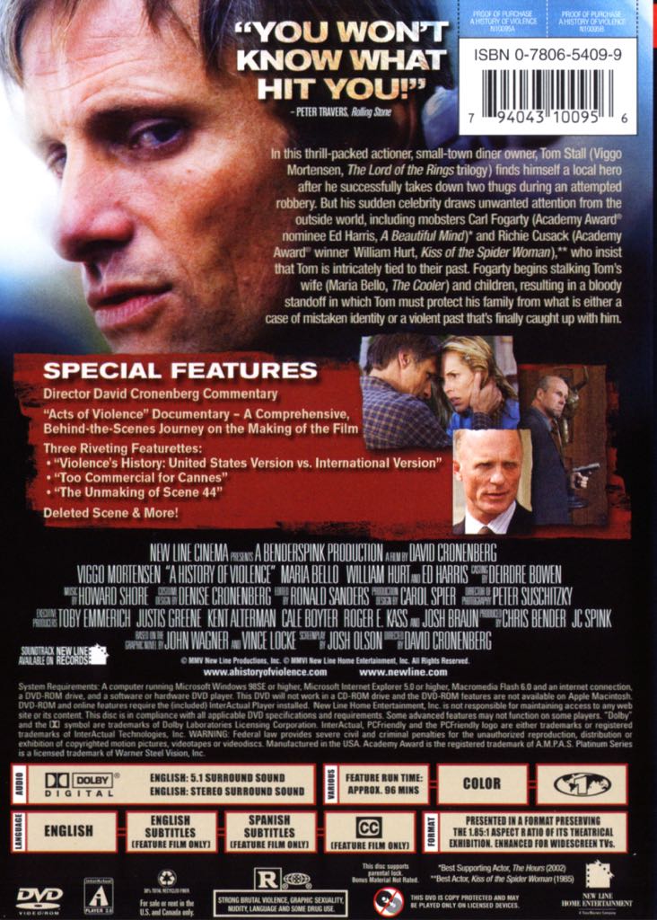 A History of Violence DVD movie collectible [Barcode 9398710460995] - Main Image 2
