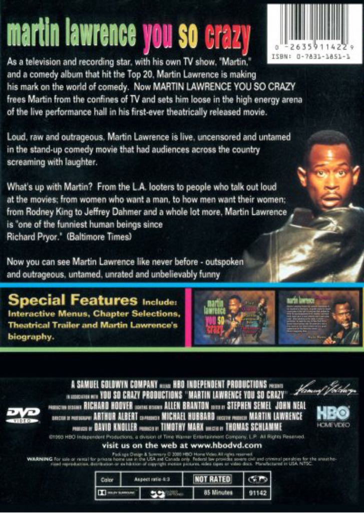 Martin Lawrence: You So Crazy DVD movie collectible [Barcode 026359114229] - Main Image 2