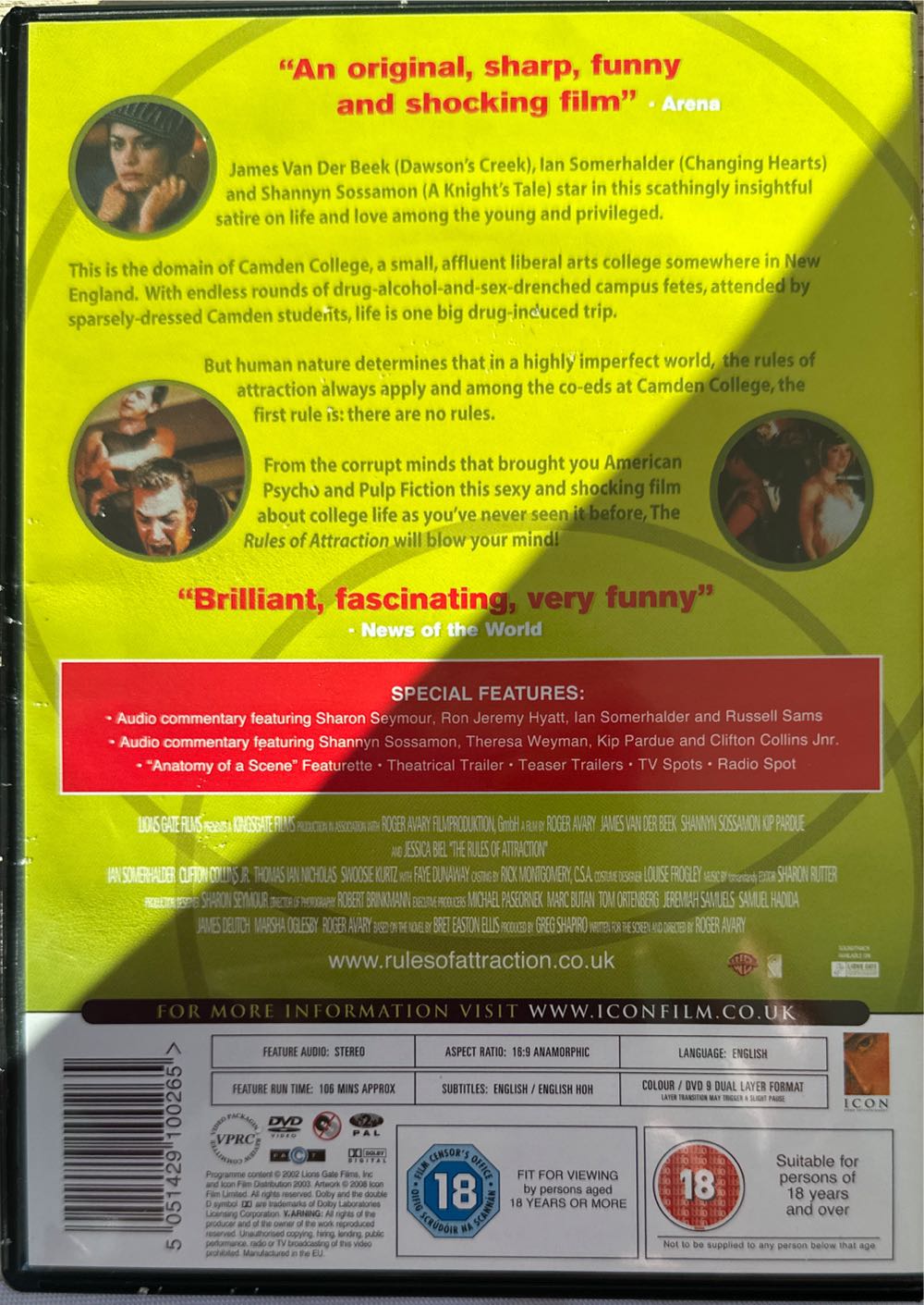 Rules Of Attraction DVD movie collectible [Barcode 5051429100265] - Main Image 2