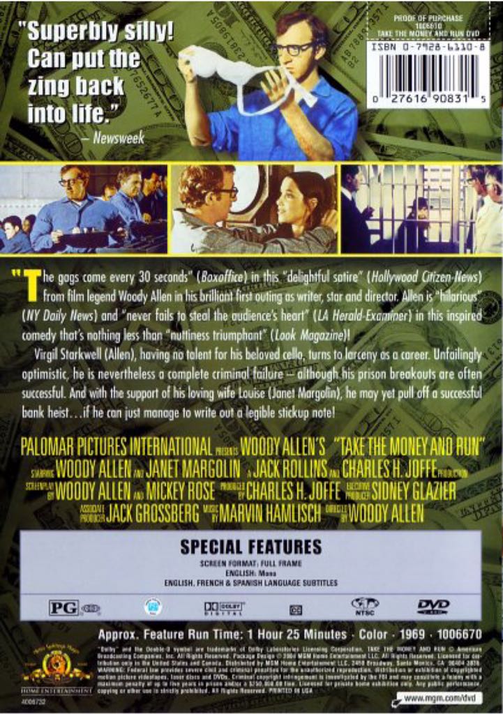 Take the Money and Run DVD movie collectible [Barcode 027616908315] - Main Image 2