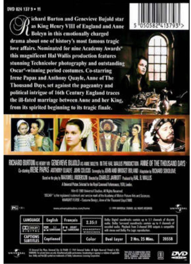 Anne Of The Thousand Days (/C) DVD movie collectible [Barcode 5050582404470] - Main Image 2