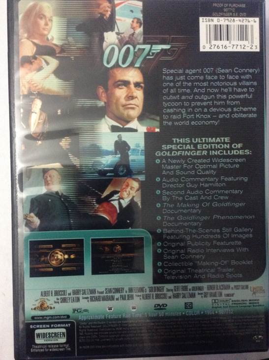 007 - 03: Goldfinger DVD movie collectible [Barcode 027616771223] - Main Image 2