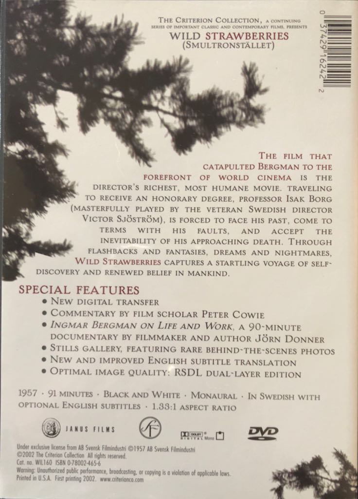 Wild Strawberries DVD movie collectible [Barcode 037429162422] - Main Image 2