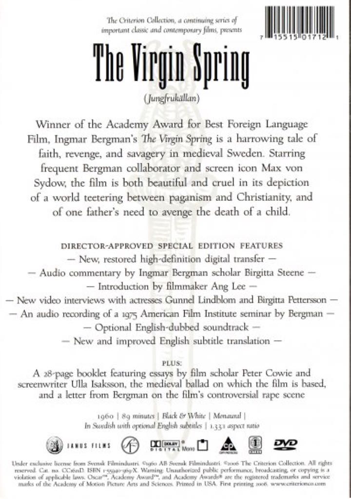Virgin Spring the - Ingmar Bergman’s Cinema Blu-ray movie collectible [Barcode 7506036071814] - Main Image 2