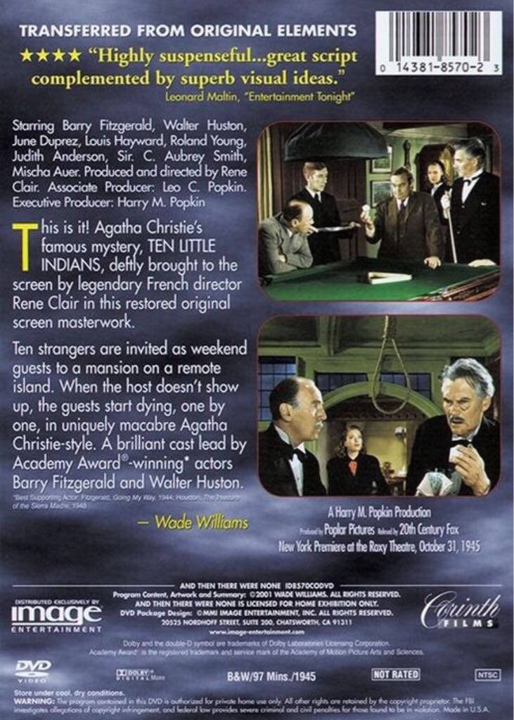 And Then There Were None DVD movie collectible [Barcode 014381857023] - Main Image 2