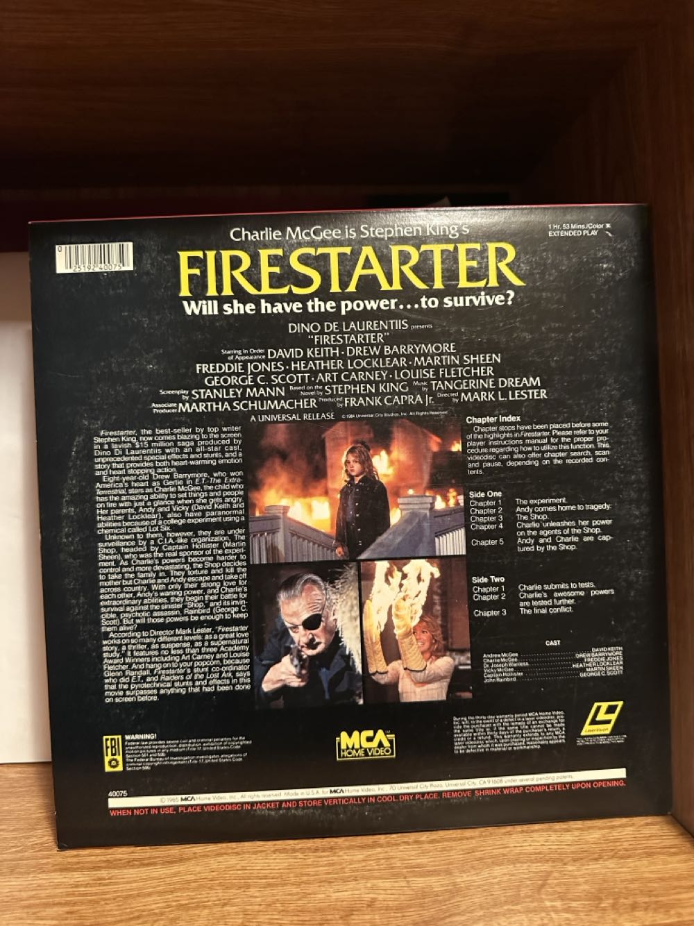 Firestarter Laser Disc movie collectible [Barcode 025192400759] - Main Image 2