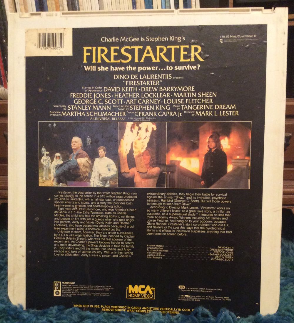 Firestarter CED movie collectible [Barcode 047897400759] - Main Image 2