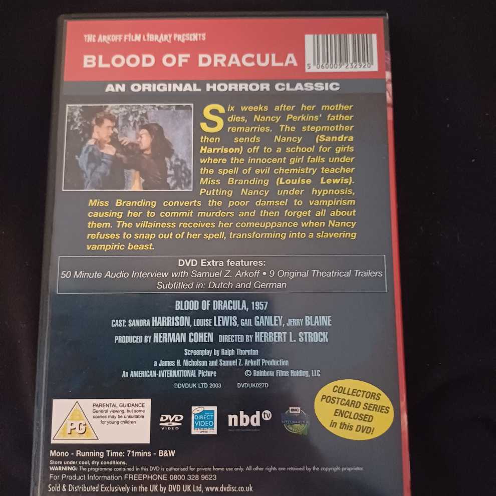The Blood Of Dracula DVD movie collectible [Barcode 5060009232920] - Main Image 2
