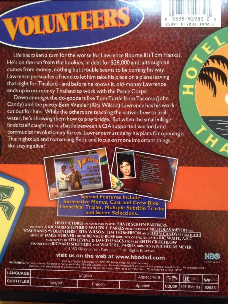 Volunteers DVD movie collectible [Barcode 026359298325] - Main Image 2