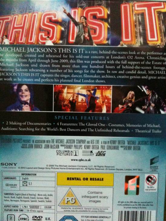 Michael Jackson: This Is It DVD movie collectible [Barcode 5035822932036] - Main Image 2
