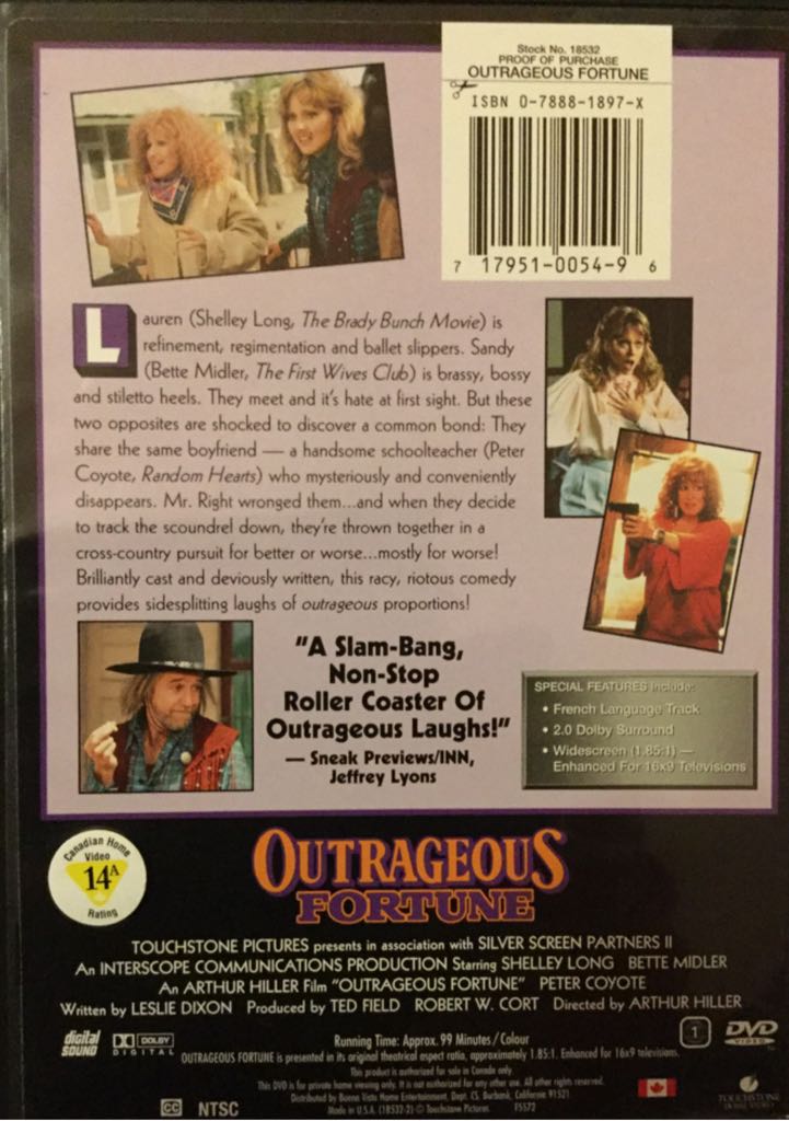 Outrageous Fortune DVD movie collectible [Barcode 717951005496] - Main Image 2