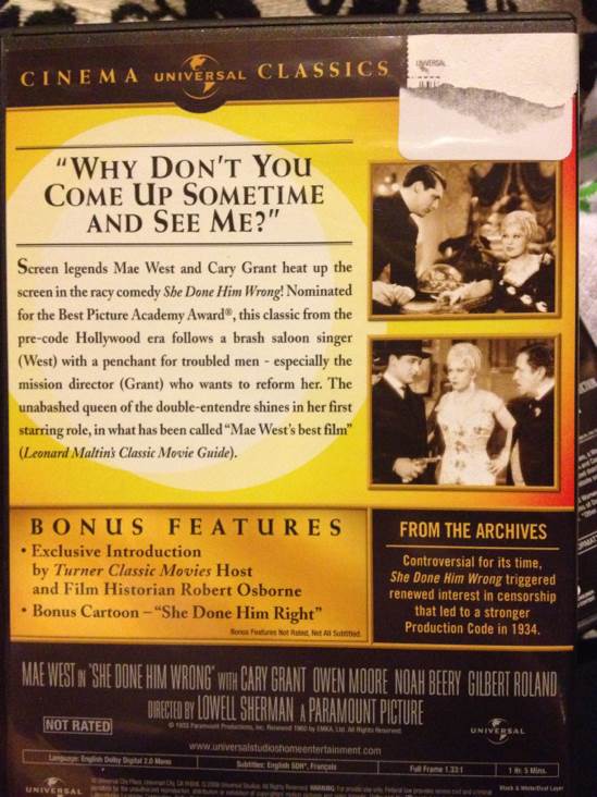 She Done Him Wrong DVD movie collectible - Main Image 2
