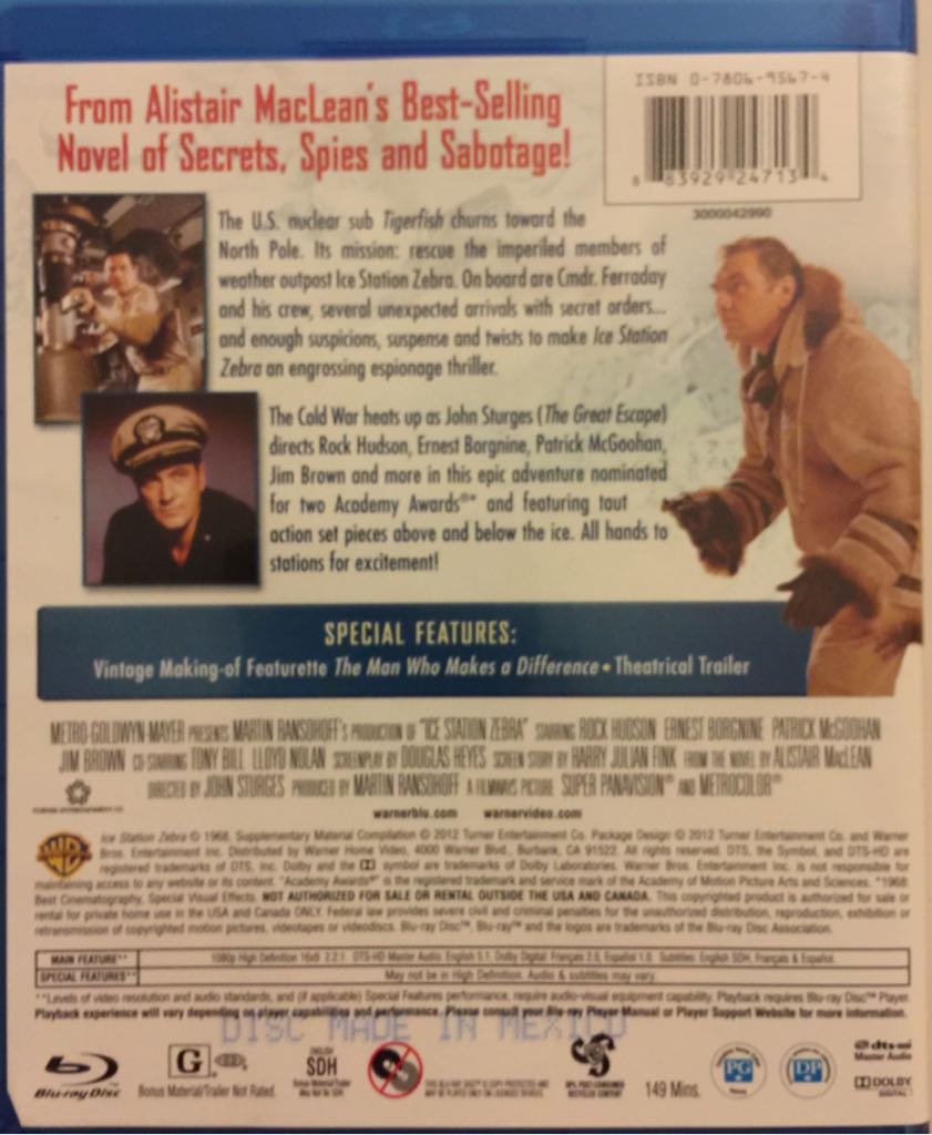 Ice Station Zebra Blu-ray movie collectible [Barcode 883929247134] - Main Image 2