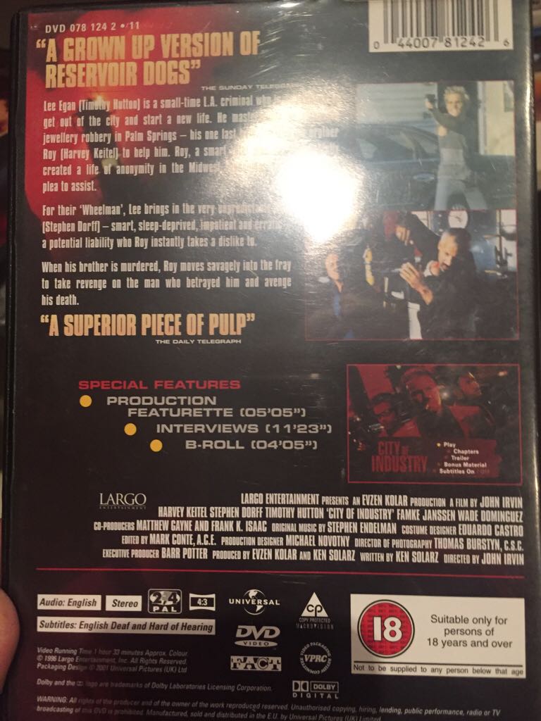 City Of Industry DVD movie collectible [Barcode 044007812426] - Main Image 2