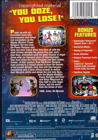 Mighty Morphin Power Rangers The Movie DVD movie collectible [Barcode 024543895381] - Main Image 2