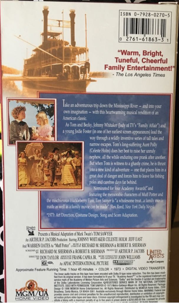 Tom Sawyer VHS movie collectible [Barcode 027616186331] - Main Image 2