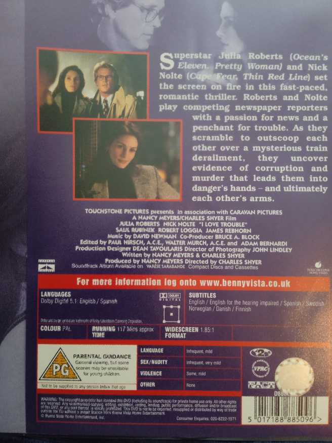 I Love Trouble Digital Copy movie collectible [Barcode 5017188885096] - Main Image 2