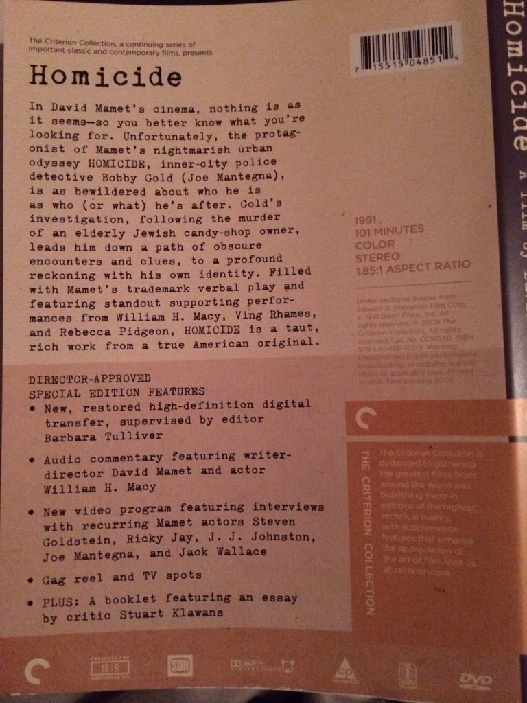 Homicide DVD movie collectible [Barcode 715515048514] - Main Image 2