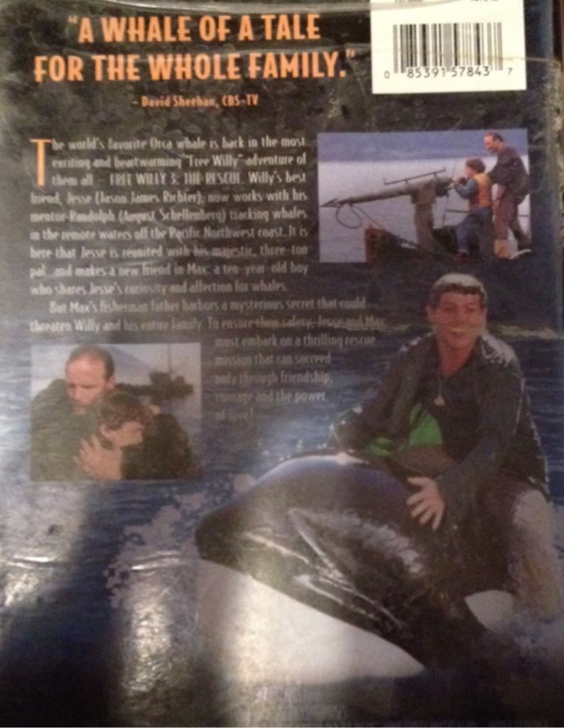 Free Willy 3: The Rescue VHS movie collectible [Barcode 085391578437] - Main Image 2