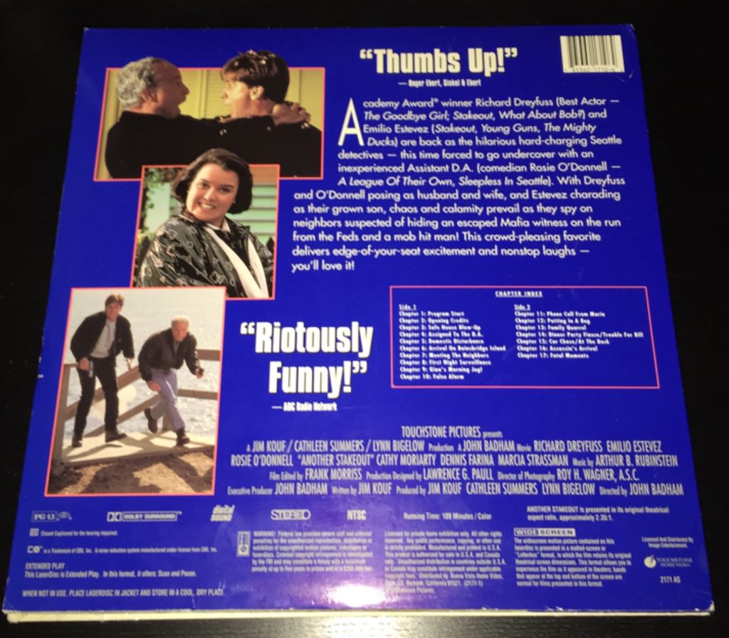 Another Stakeout Laser Disc movie collectible [Barcode 765362171064] - Main Image 2