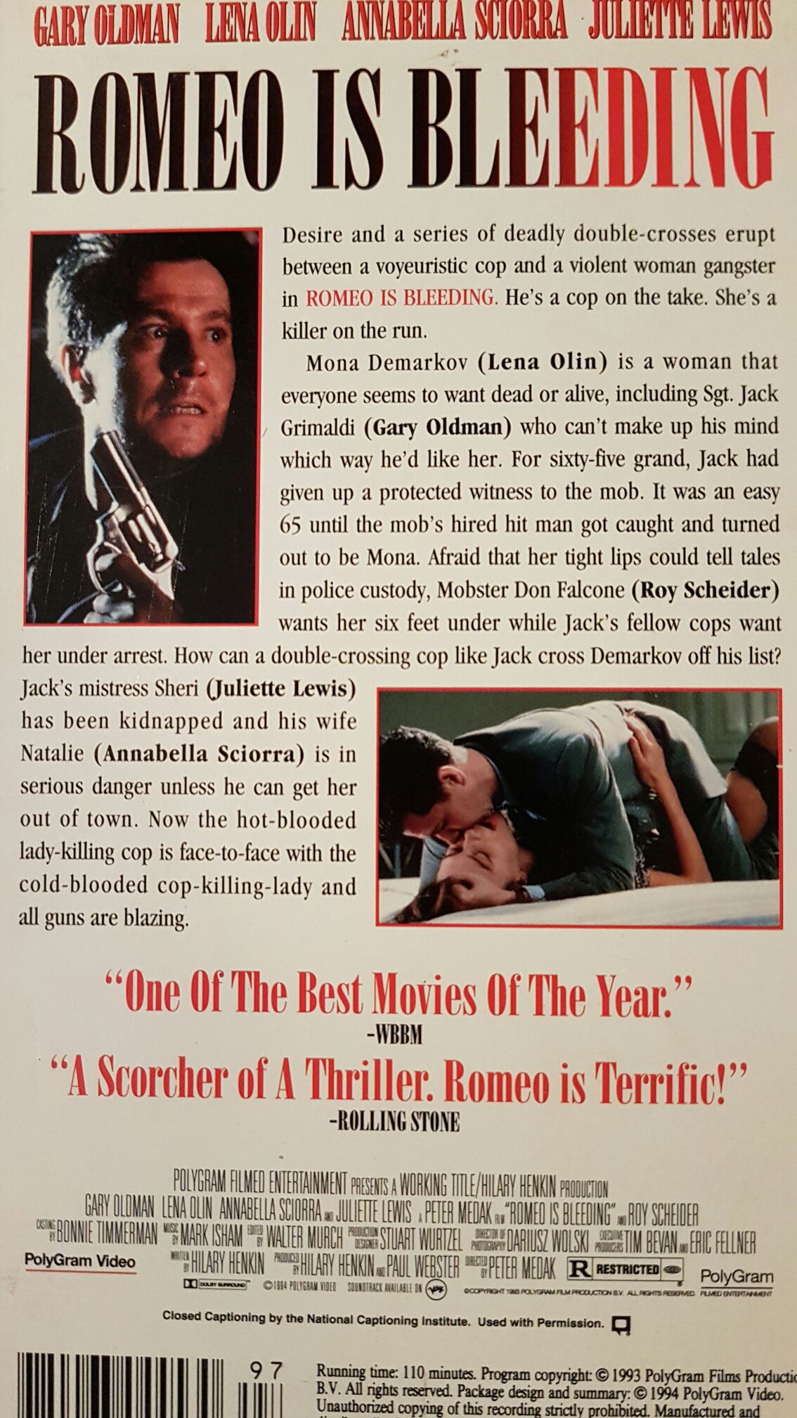 Romeo Is Bleeding VHS movie collectible [Barcode 780063044530] - Main Image 2