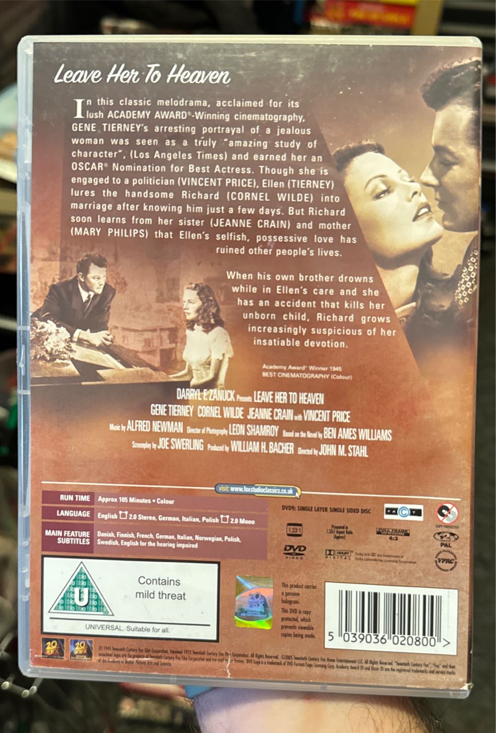 Leave Her to Heaven DVD movie collectible [Barcode 5039036020800] - Main Image 2
