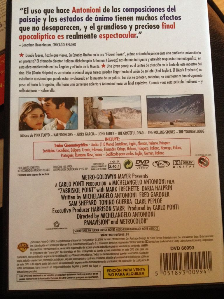 Zabriskie Point DVD movie collectible [Barcode 5051893009941] - Main Image 2