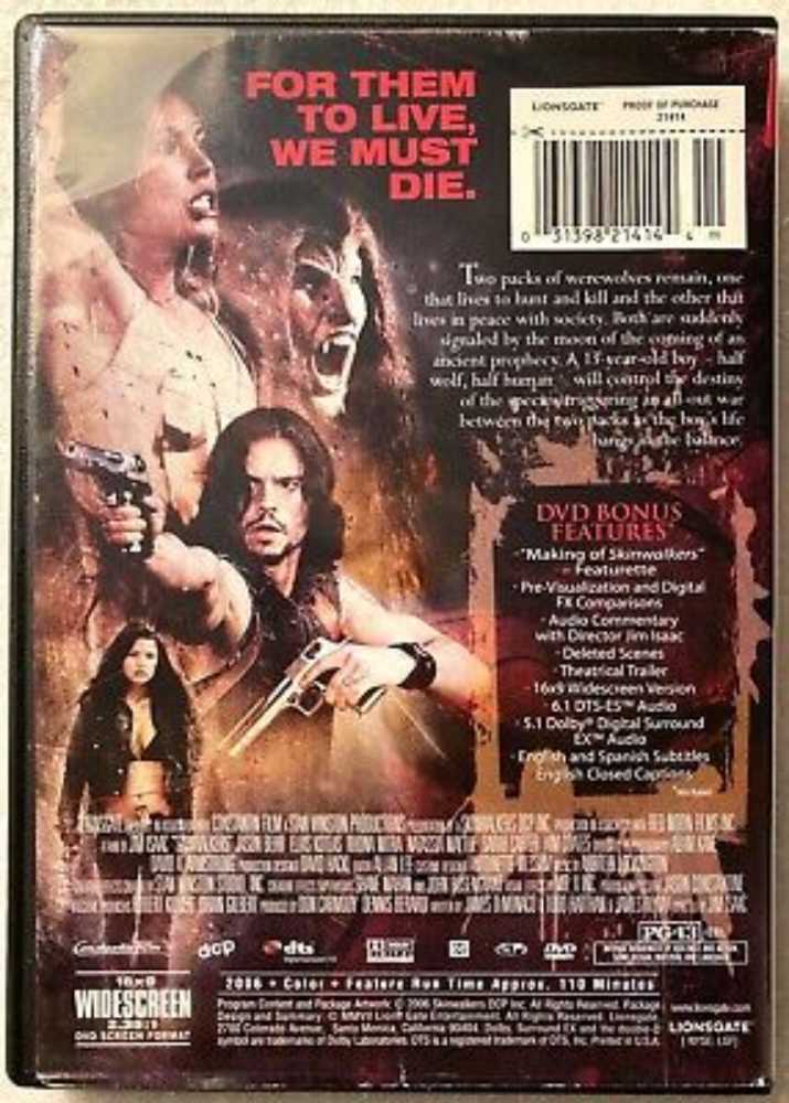 Skin Walkers  (2006) DVD movie collectible [Barcode 031398214151] - Main Image 2
