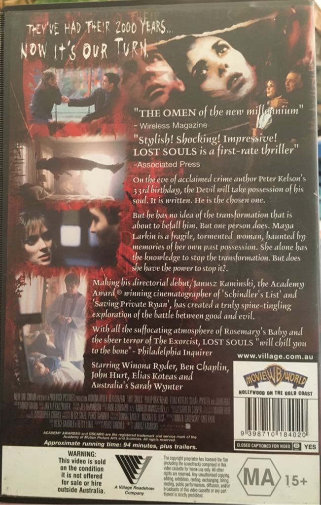 Lost Souls VHS movie collectible [Barcode 065935135241] - Main Image 2