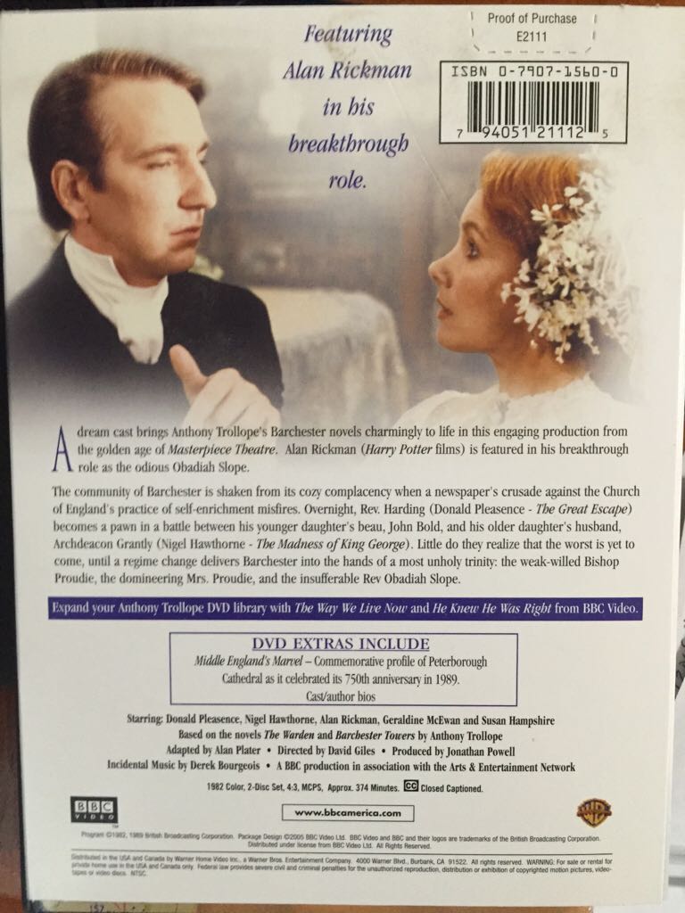 The Barchester Chronicles DVD movie collectible [Barcode 794051211125] - Main Image 2