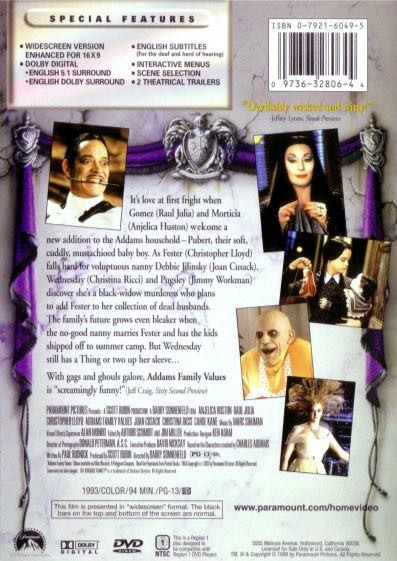 Addams Family Values Streaming Service movie collectible [Barcode 097363280675] - Main Image 2