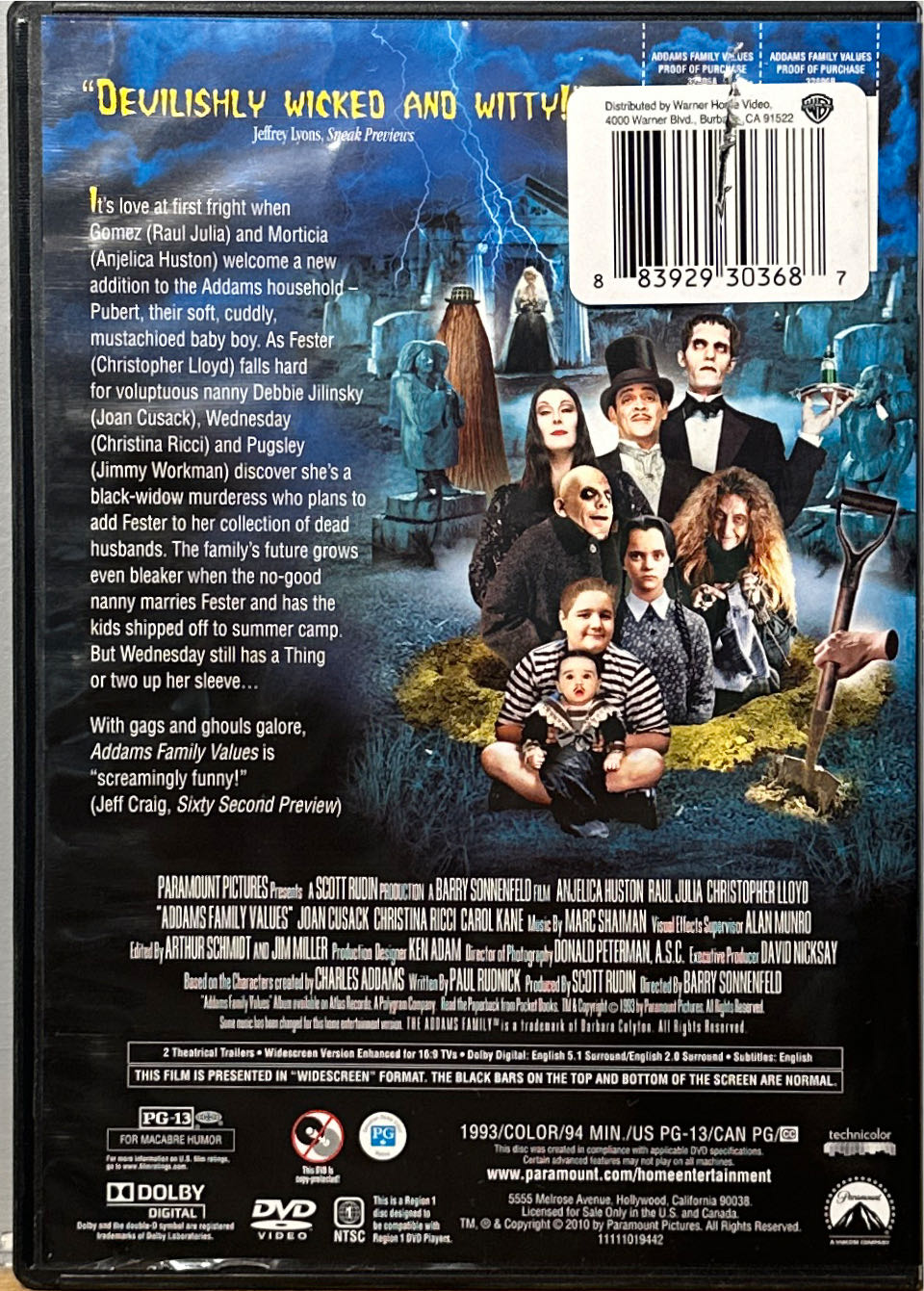 Addams Family Values DVD movie collectible [Barcode 883929303687] - Main Image 2