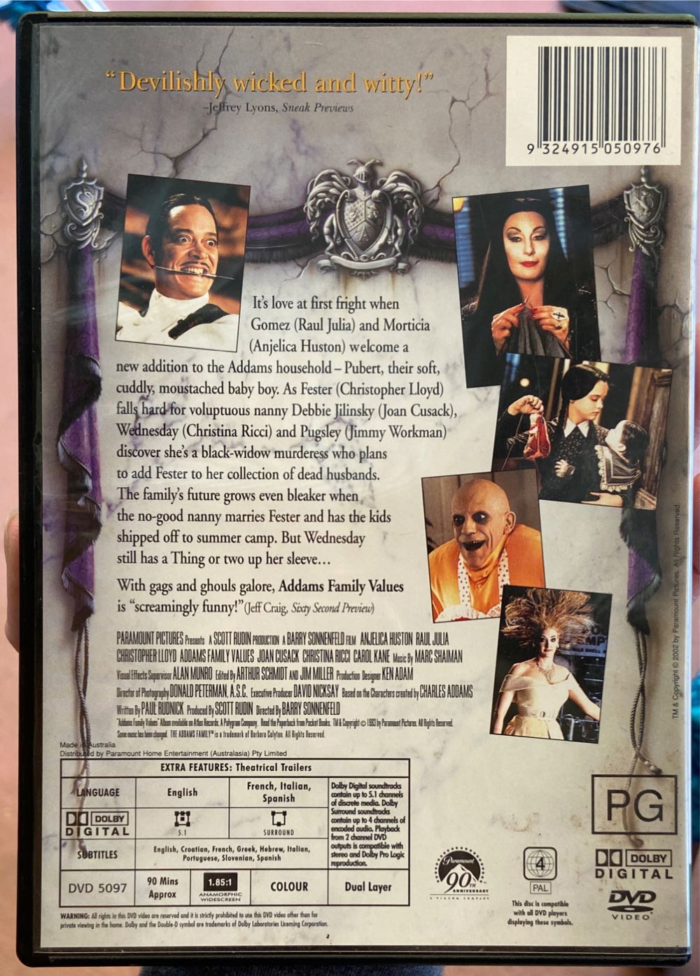 Addams Family Values DVD movie collectible [Barcode 9324915050976] - Main Image 3