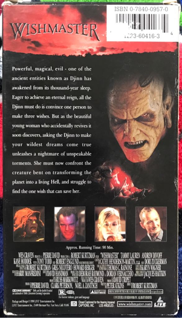 Wishmaster VHS movie collectible [Barcode 012236041634] - Main Image 2