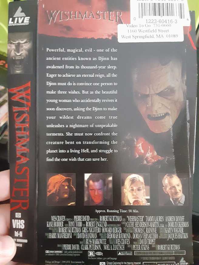 Wishmaster VHS movie collectible [Barcode 012236041634] - Main Image 3