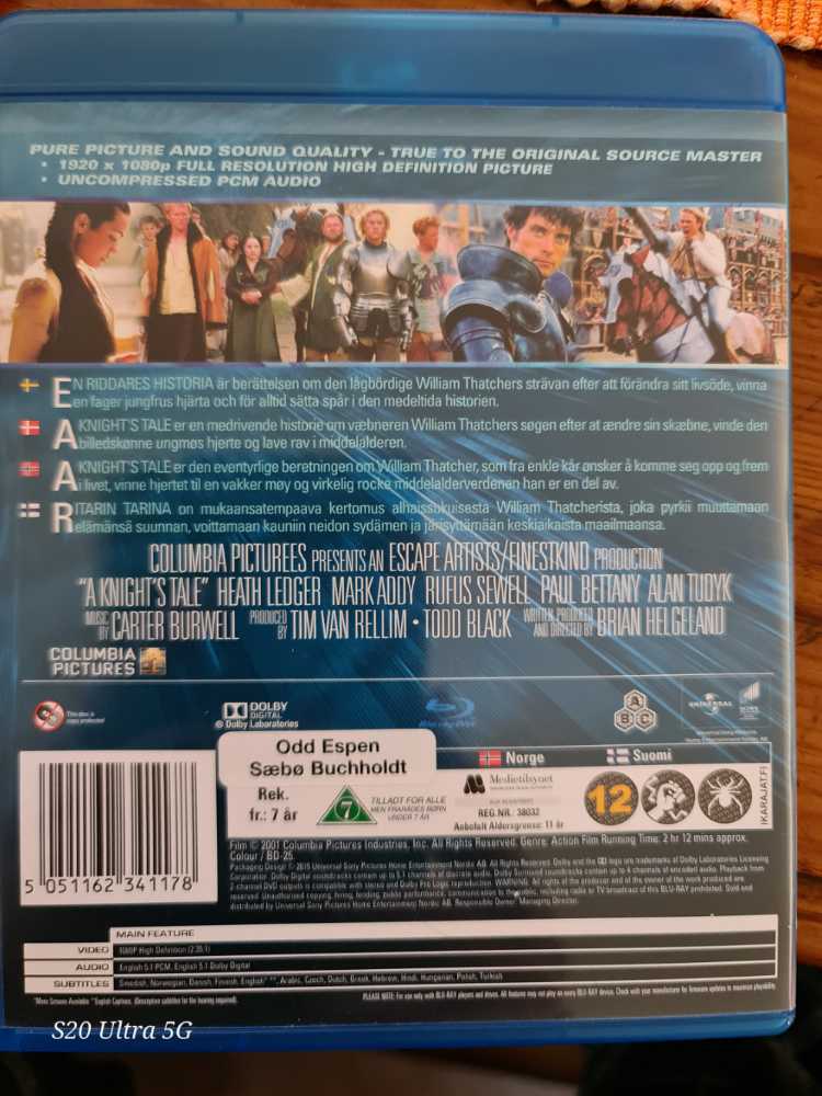 A Knight’s Tale Blu-ray movie collectible [Barcode 5051162341178] - Main Image 2