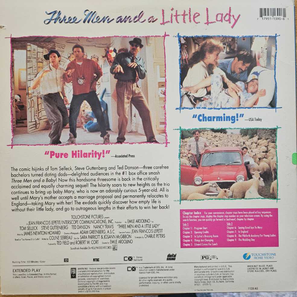 Three Men And A Little Lady Laser Disc movie collectible [Barcode 717951139061] - Main Image 2