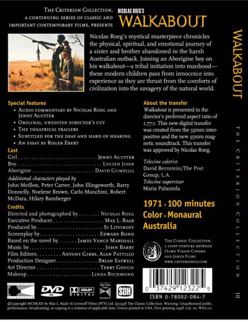 Walkabout DVD movie collectible [Barcode 037429123225] - Main Image 2
