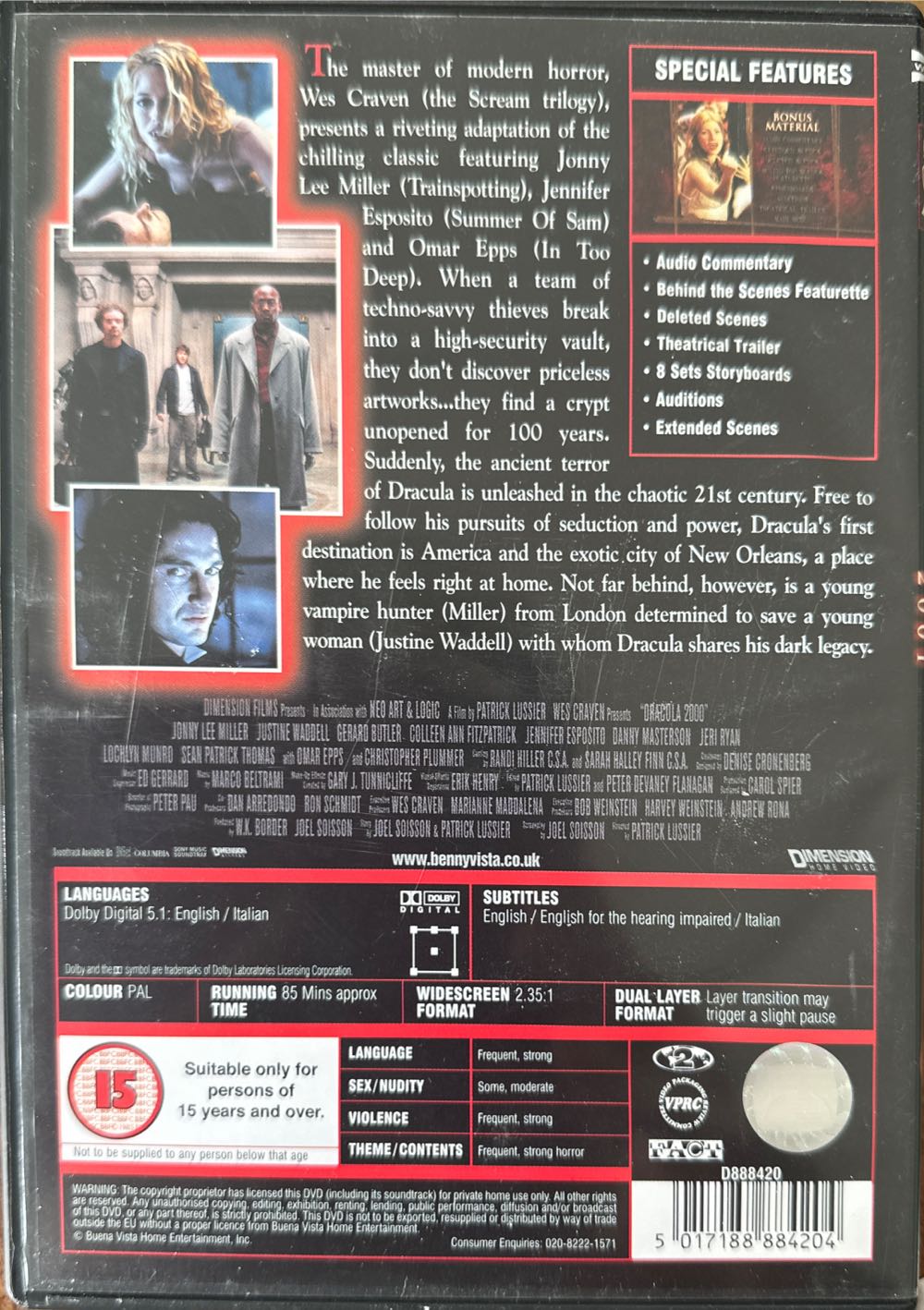 Dracula 2001 DVD movie collectible [Barcode 5017188884204] - Main Image 2