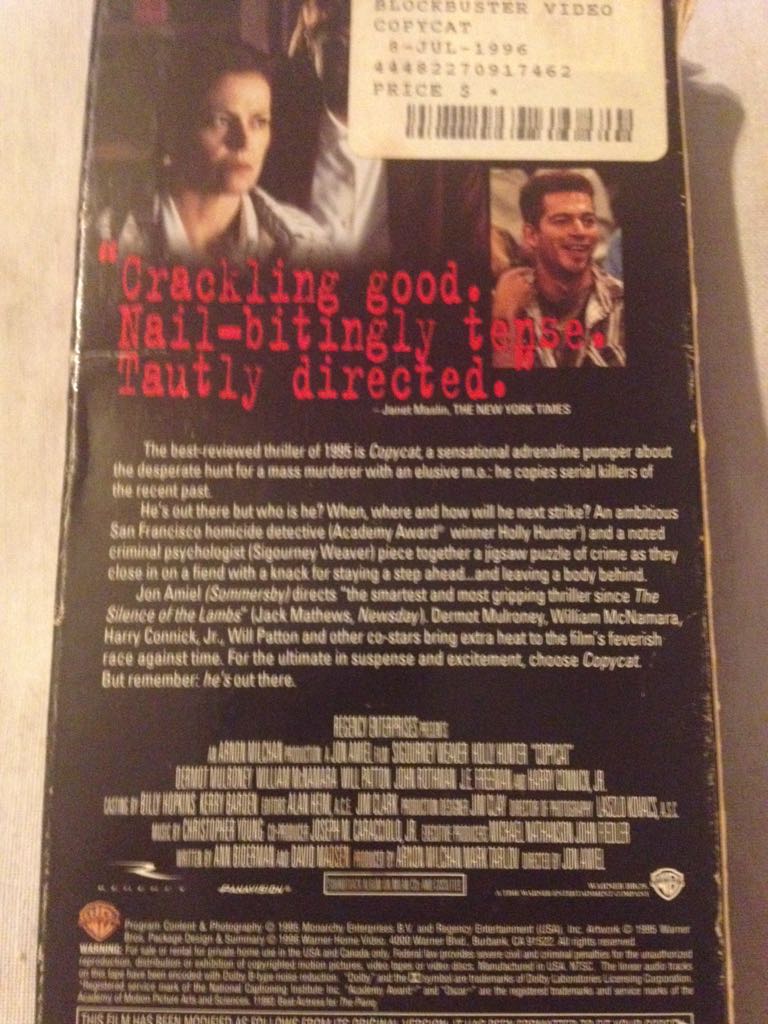 Copycat VHS movie collectible [Barcode 085391433934] - Main Image 2