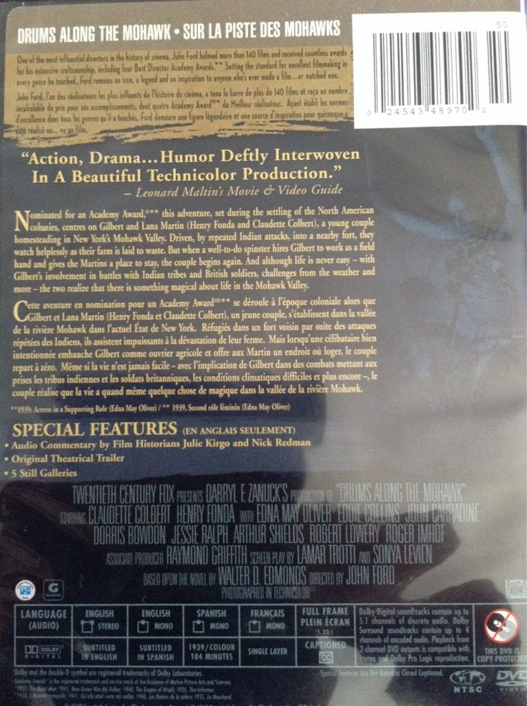 Drums Along The Mohawk DVD movie collectible [Barcode 024543489702] - Main Image 2