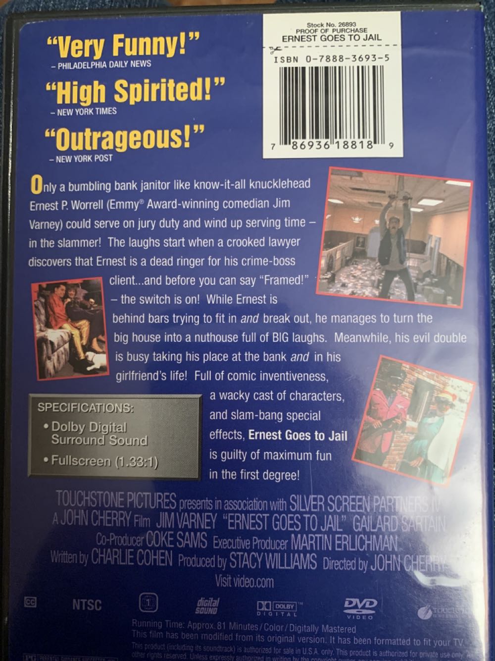 Ernest Goes to Jail DVD movie collectible [Barcode 786936188189] - Main Image 3