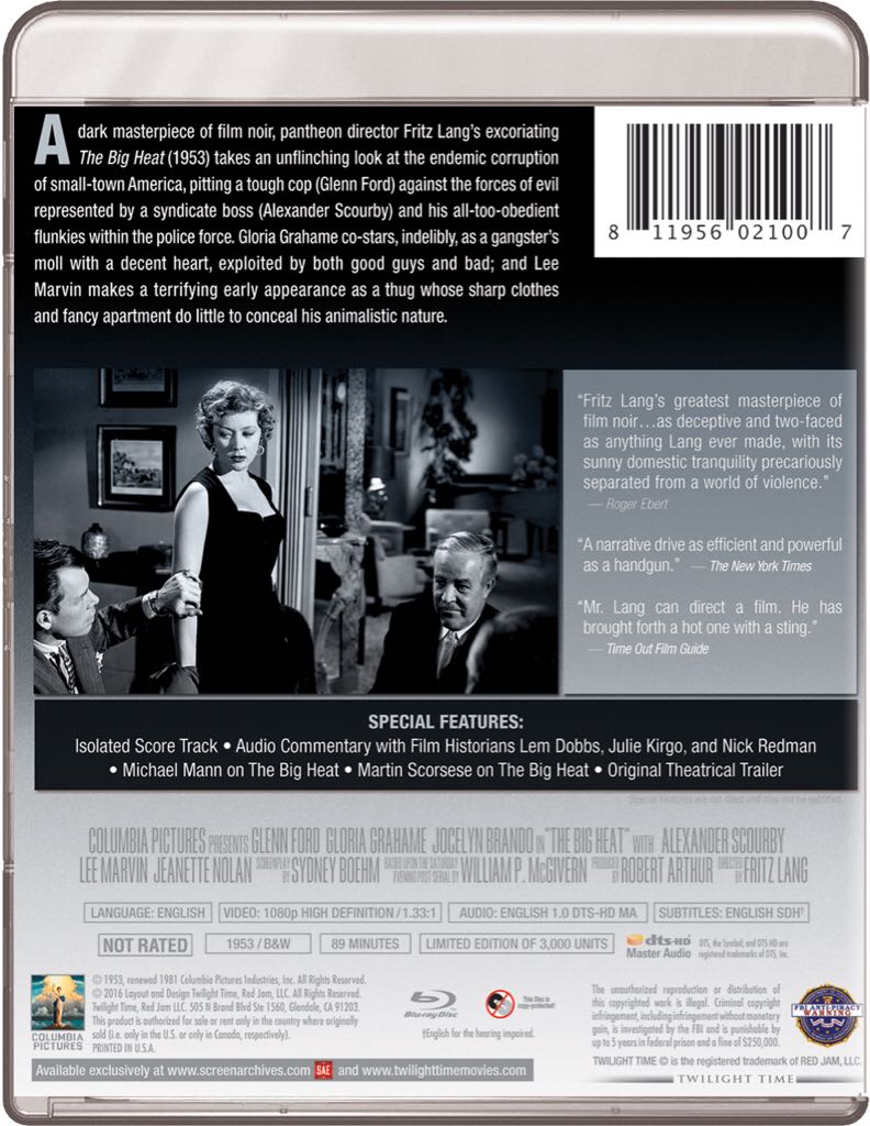 The Big Heat Blu-ray movie collectible [Barcode 811956021007] - Main Image 2