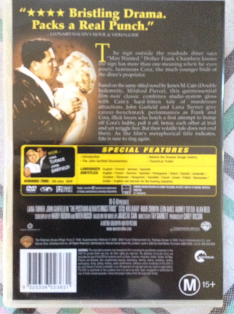 The Postman Always Rings Twice DVD movie collectible [Barcode 9325336023631] - Main Image 2