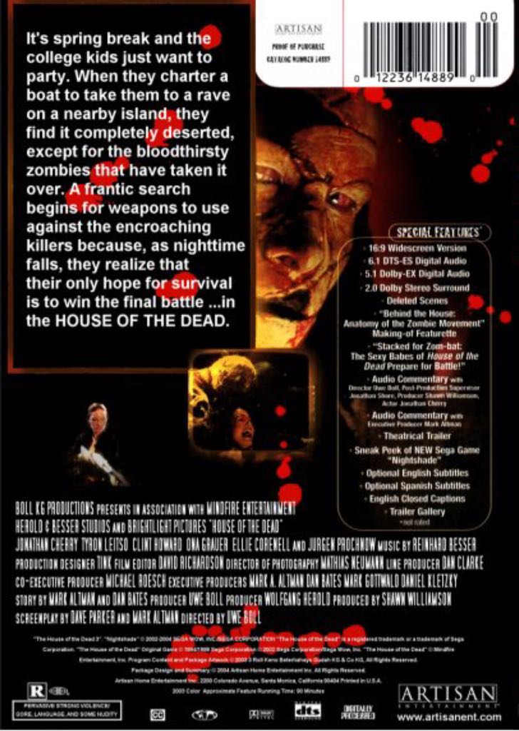 House of the Dead 1 DVD movie collectible [Barcode 012236148890] - Main Image 2