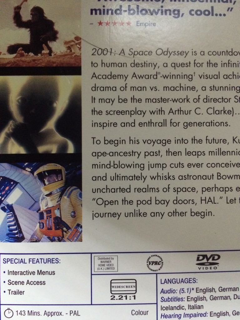 2001: A Space Odyssey DVD movie collectible [Barcode 7321900650007] - Main Image 2