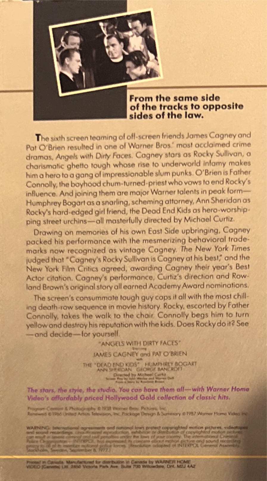 Angels with Dirty Faces VHS movie collectible [Barcode 027616610331] - Main Image 2