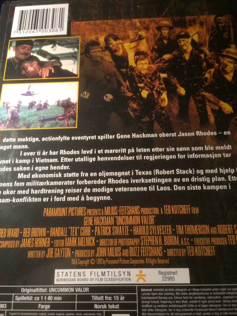 Uncommon Valor DVD movie collectible [Barcode 7312065003081] - Main Image 2