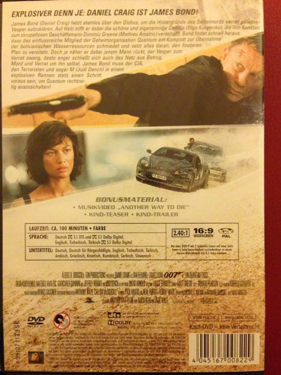 James Bond: Ein Quantum Trost DVD movie collectible [Barcode 4045167008229] - Main Image 2
