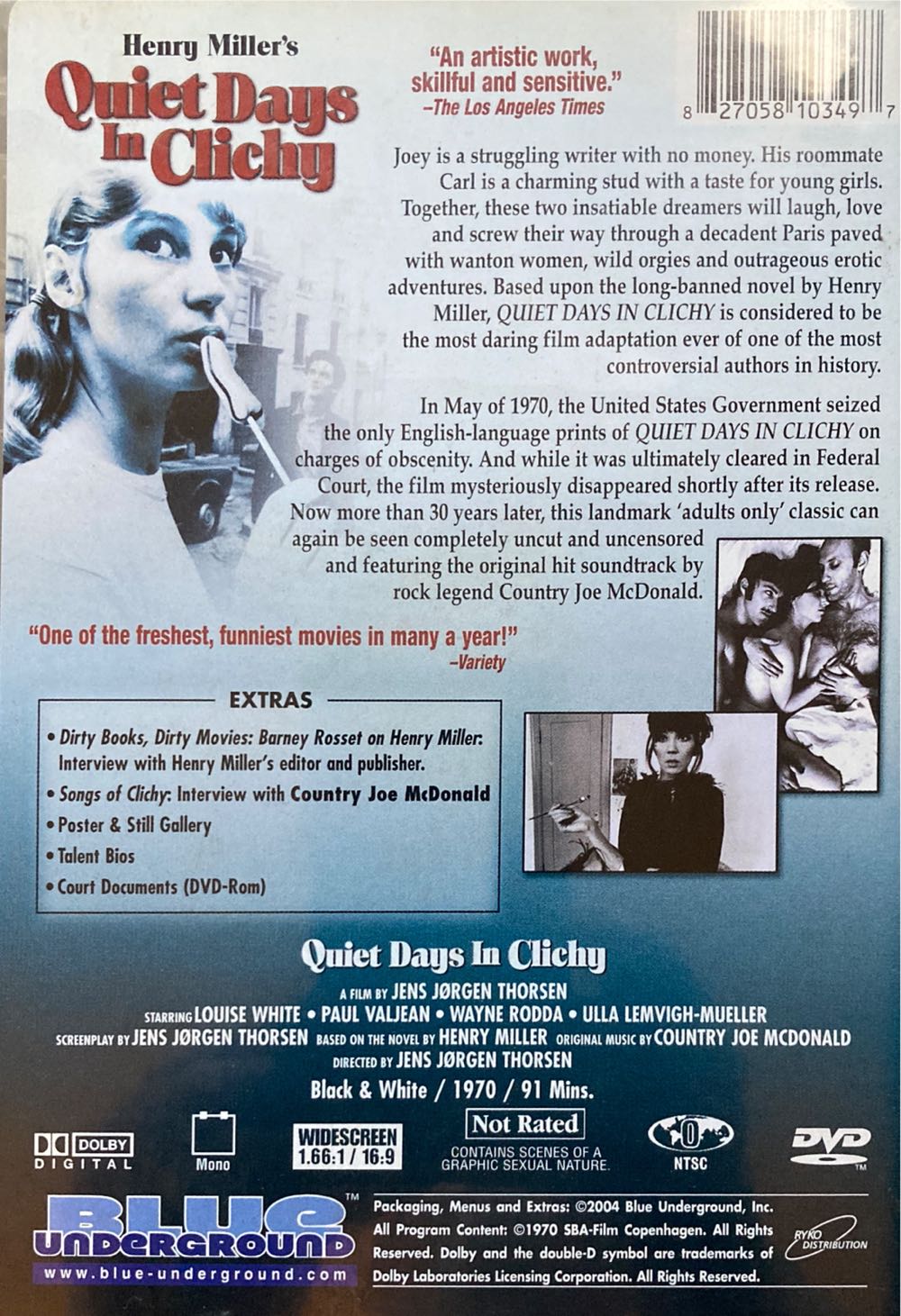 Quiet Days in Clichy DVD movie collectible [Barcode 827058103497] - Main Image 2